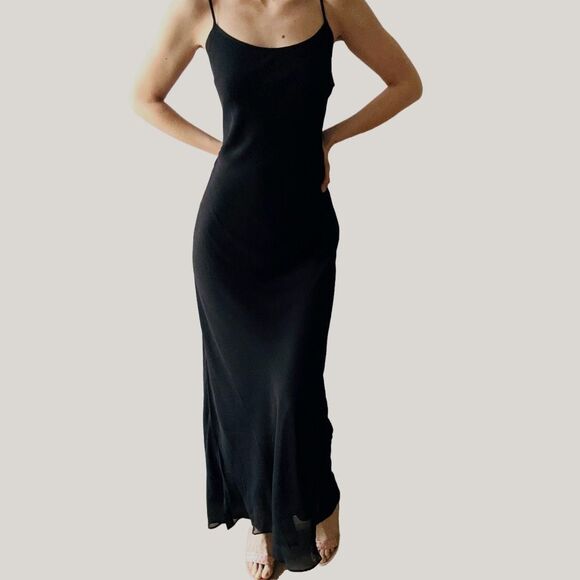 RUMORED Revolve Anthropologie Vintage Black Slip Maxi Dress Y2K NWT - Picture 1 of 6